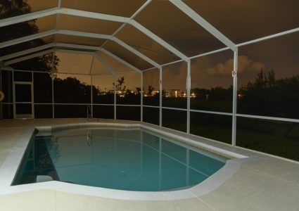 Hills Bay Hideaway Pool Area at Night